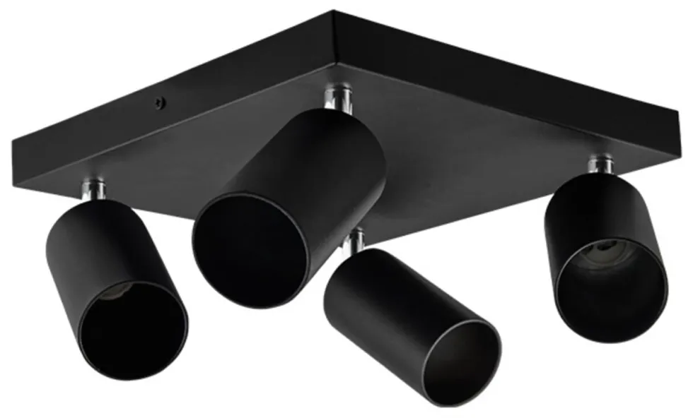 LED Deckenspot Mattschwarz - 4 verstellbare GU10 Fassungen für LED Spots - exkl. LED Spot
