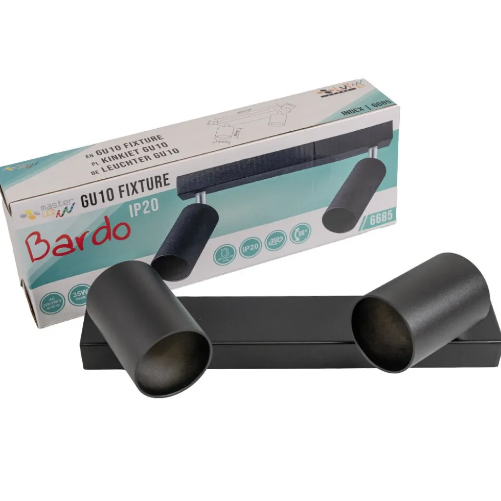 LED Deckenspot Mattschwarz - 2 verstellbare GU10 Fassungen für LED Spots - exkl. LED Spot