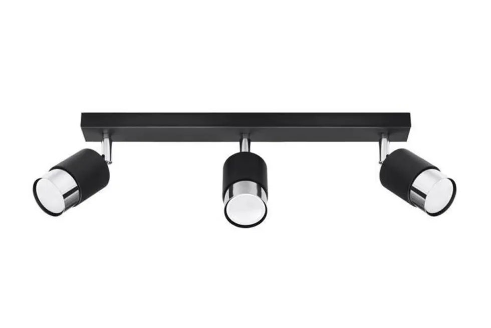 LED Deckenspot Schwarz Chrom NERO - 3 x GU10 Fassung - exkl. LED's