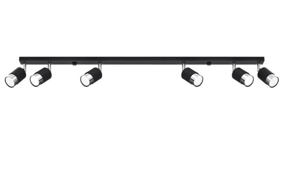 LED Deckenspot Schwarz Chrom NERO - 6 x GU10 Fassung - exkl. LED's