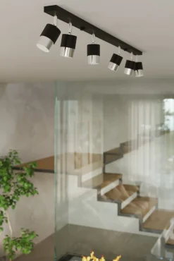 LED Deckenspot Schwarz Chrom NERO - 6 x GU10 Fassung - exkl. LED's