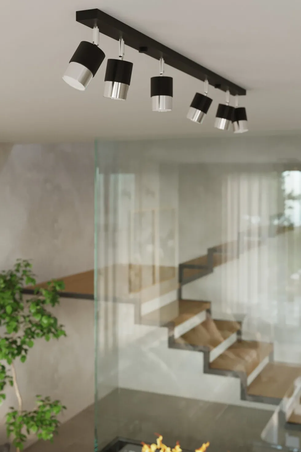 LED Deckenspot Schwarz Chrom NERO - 6 x GU10 Fassung - exkl. LED's