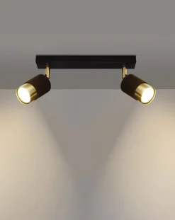 LED Deckenspot Schwarz Gold NERO - 2 x GU10 Fassung - exkl. LED's
