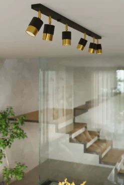 LED Deckenspot Schwarz Gold NERO - 4 x GU10 Fassung - exkl. LED's