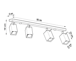 LED Deckenspot Schwarz MERIDA - 4 x GU10 Fassung - exkl. LED's