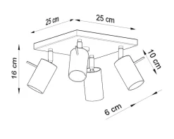 LED Deckenspot Schwarz RING - 4 x GU10 Fassung - exkl. LED's