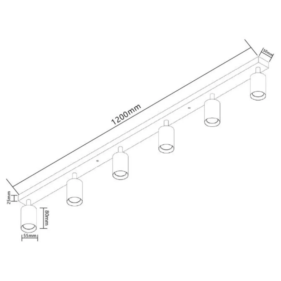 LED Deckenspot Weiß - 6 verstellbare GU10 Fassungen für LED Spots - exkl. LED Spot