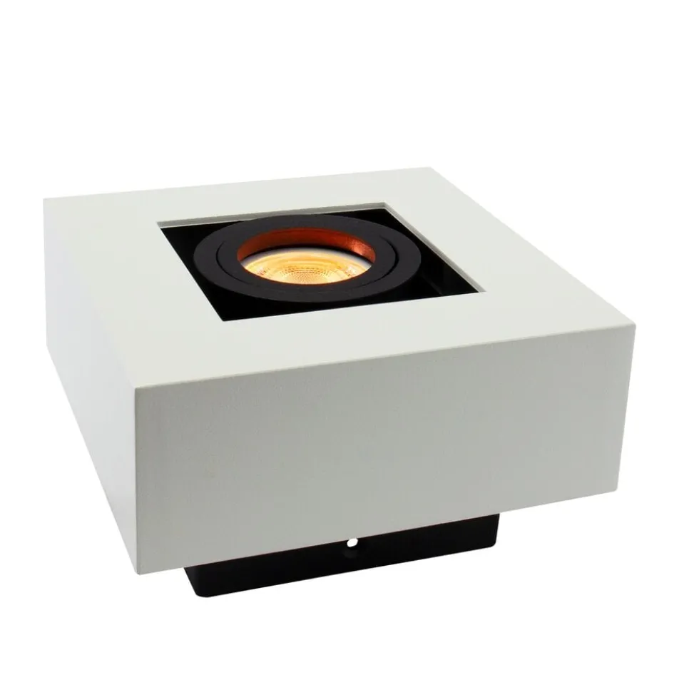 LED-Deckenspot-1 x GU10-Fassung – 145 x 145 x 85 mm – Aluminium – Schwarz – Weiß