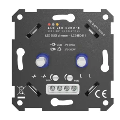 LED Dimmer DUO Einbau - 2x 5-100W - Universal Phasenabschnitt