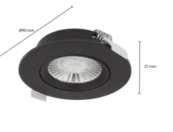 LED Einbauspot HYDRA - 6W - 3000K Warmweiß - dimmbar - Schwarz