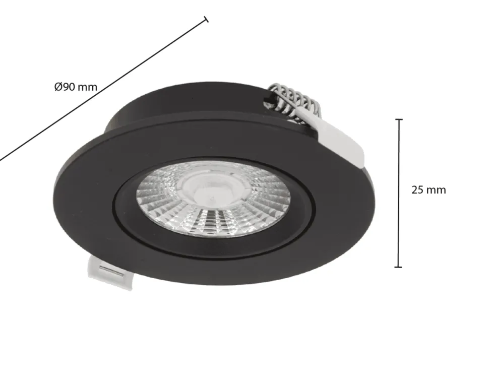 LED Einbauspot HYDRA - 6W - 3000K Warmweiß - dimmbar - Schwarz