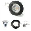 LED Einbaustrahler GU10 komplett - dimmbar - rund - Ø 80mm - IP20 - 5.5W - schw. Rahmen - Lichtfarbe optional - 230V