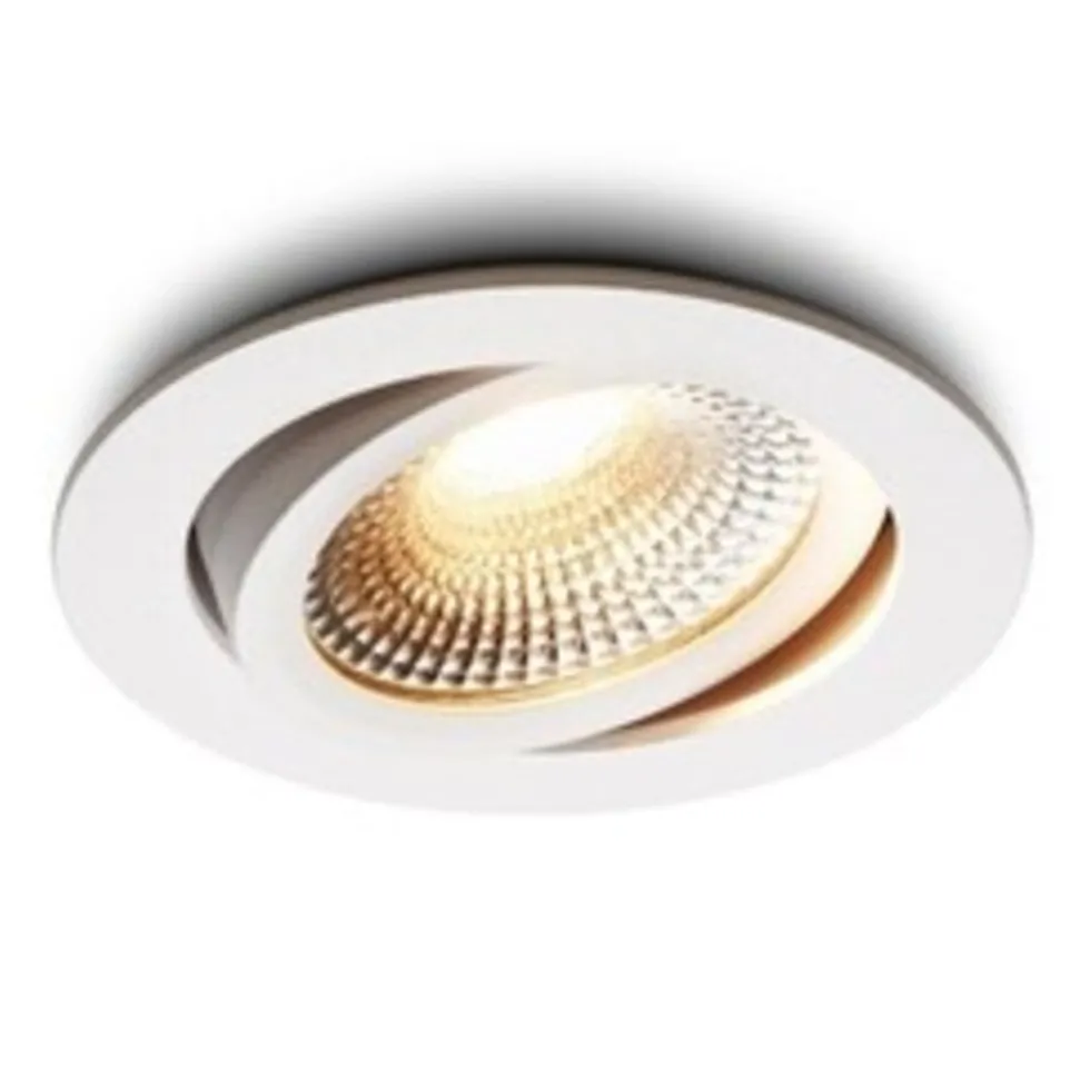 LED-Einbaustrahler IP54 – Weiß, neigbar – 5 W, 450 lm – 2200 K Warmweiß – CRI > 90 | Ausschnittmaß 75 mm – Einbautiefe 23 mm – TRIAC-dimmbar