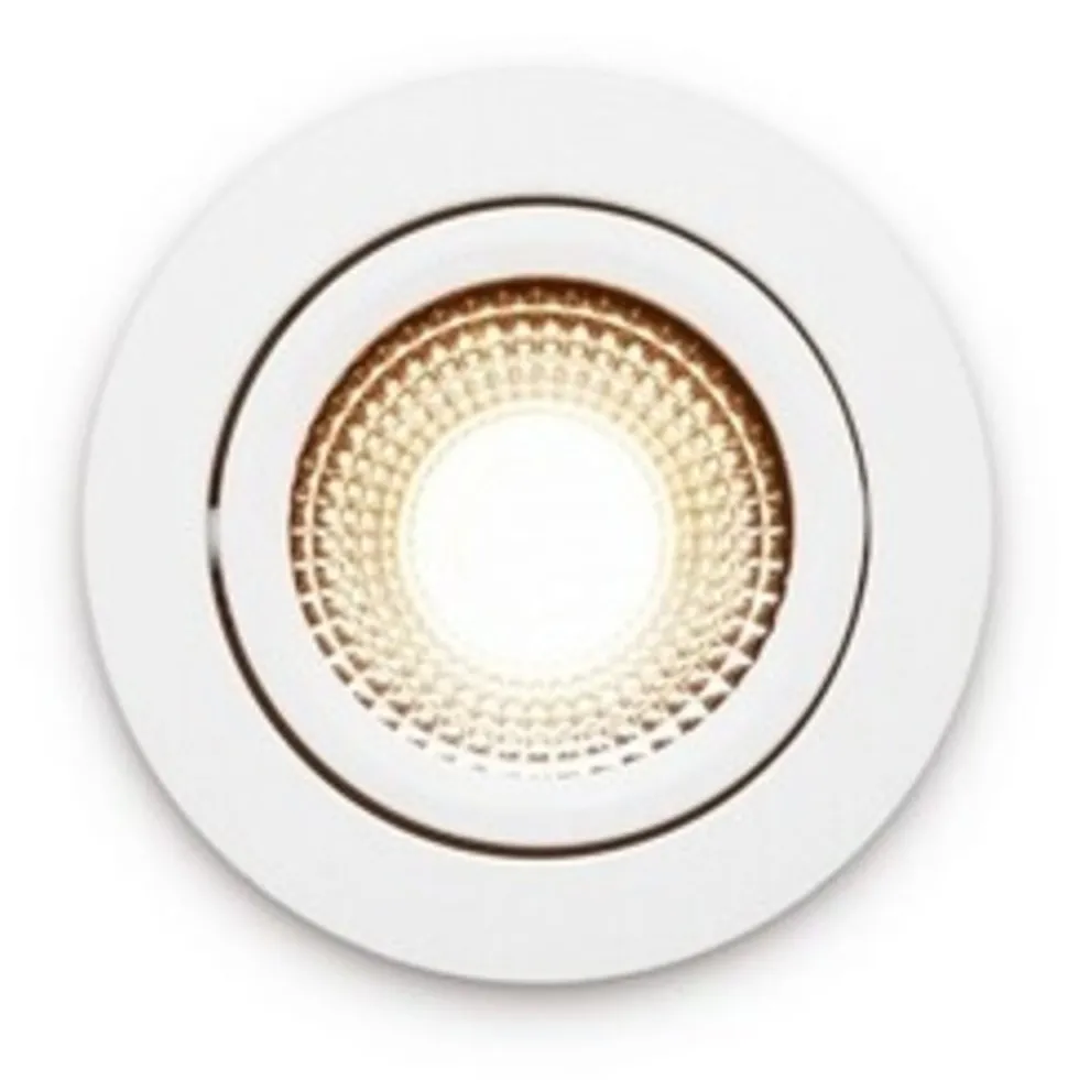 LED-Einbaustrahler IP54 – Weiß, neigbar – 5 W, 450 lm – 2200 K Warmweiß – CRI > 90 | Ausschnittmaß 75 mm – Einbautiefe 23 mm – TRIAC-dimmbar