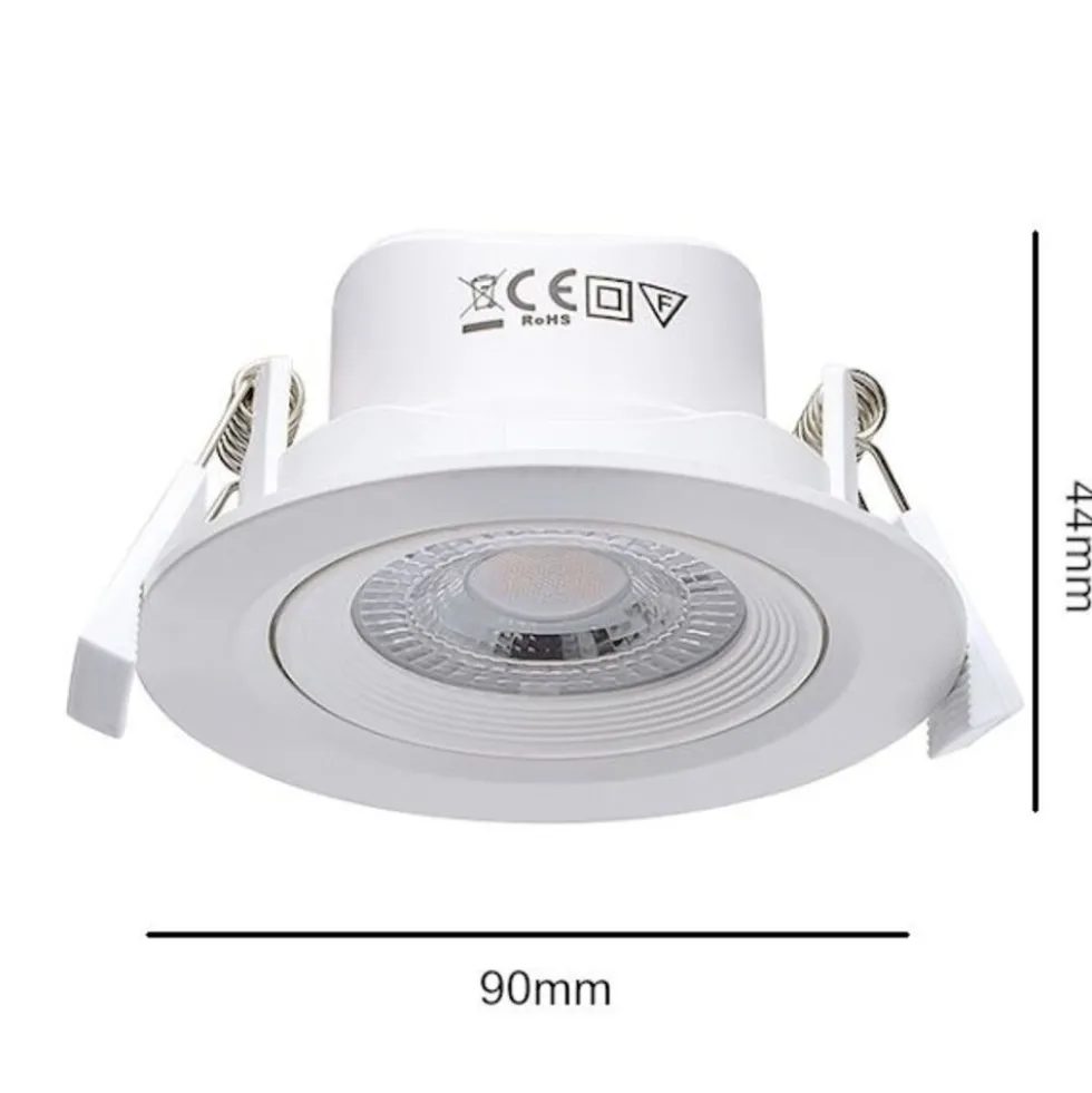 LED Einbaustrahler 90mm - 5W 480Lm - 3000K 830 Warmweiß | Lochmass 70mm - Schwenkbar | Triac Dimmbar - entspricht 50W