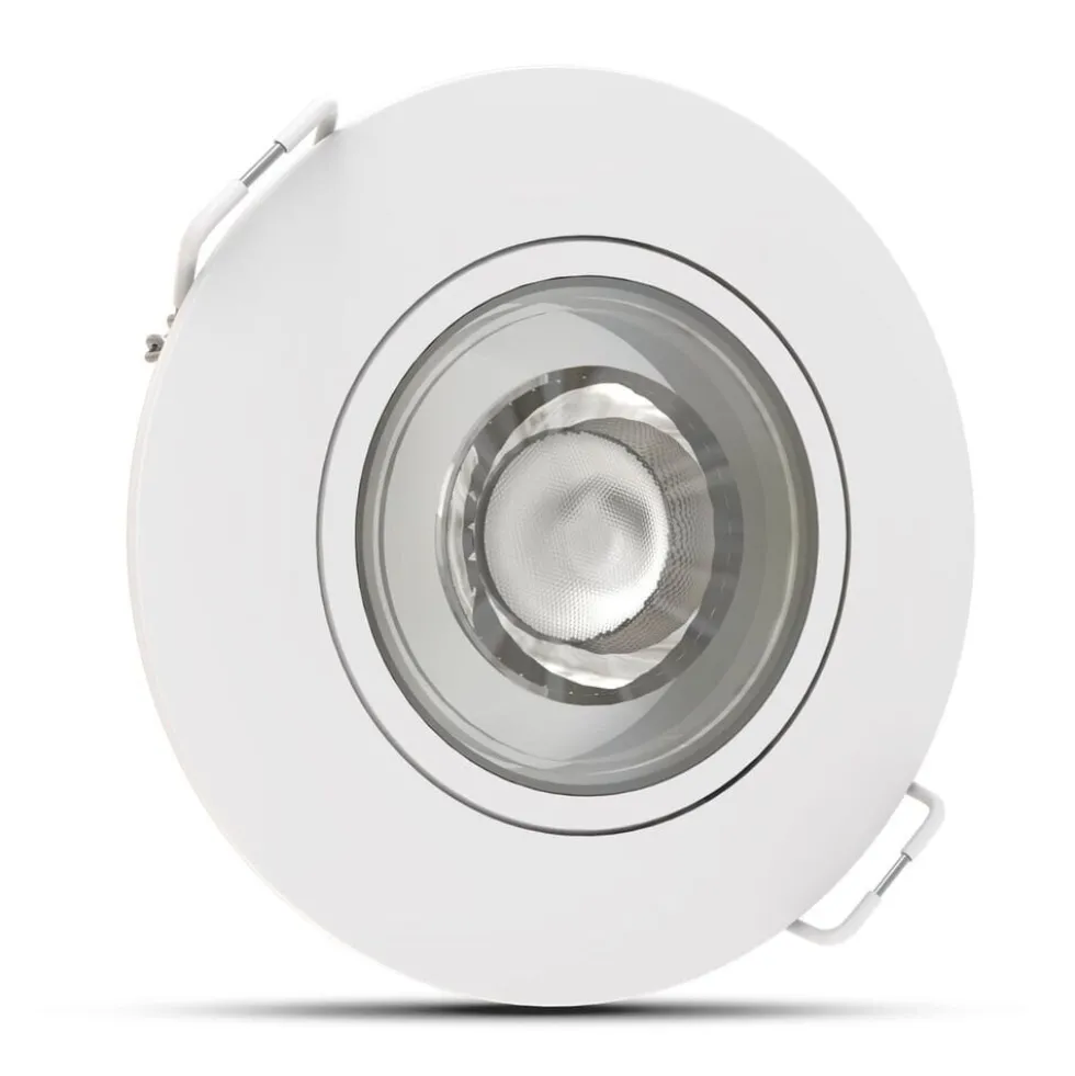 LED-Einbaustrahler - Weiß - 4W - 3CCT - 3000K/4000K/6500K - 480lm - IP44 - 80mm - Schwenkbar - Dimmbar | Ausschnittgröße 68mm