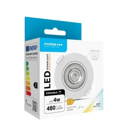LED-Einbaustrahler - Weiß - 4W - 3CCT - 3000K/4000K/6500K - 480lm - IP44 - 80mm - Schwenkbar - Dimmbar | Ausschnittgröße 68mm