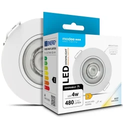 LED-Einbaustrahler - Weiß - 4W - 3CCT - 3000K/4000K/6500K - 480lm - IP44 - 80mm - Schwenkbar - Dimmbar | Ausschnittgröße 68mm