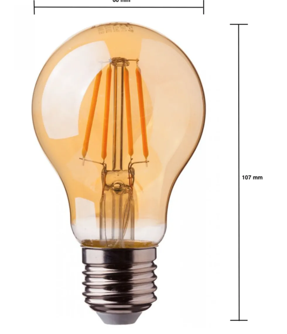 LED Fadenlampe dimmbar - E27 A60 - 8W entspricht 60W - 2200K extra Warmweiß