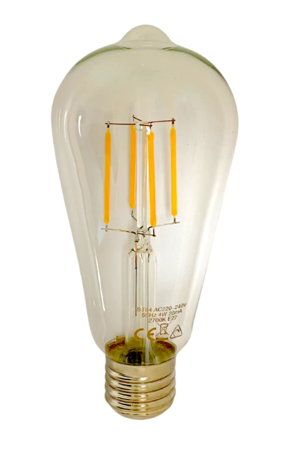 LED Fadenlampe dimmbar - E27 ST64 - 4W entspricht 40W - 2700K Warmweiß - hoch