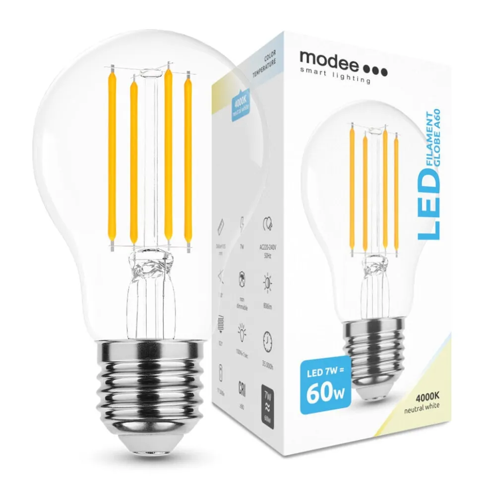 LED Fadenlampe - E27 A60 7W - 4000K Neutralweiß