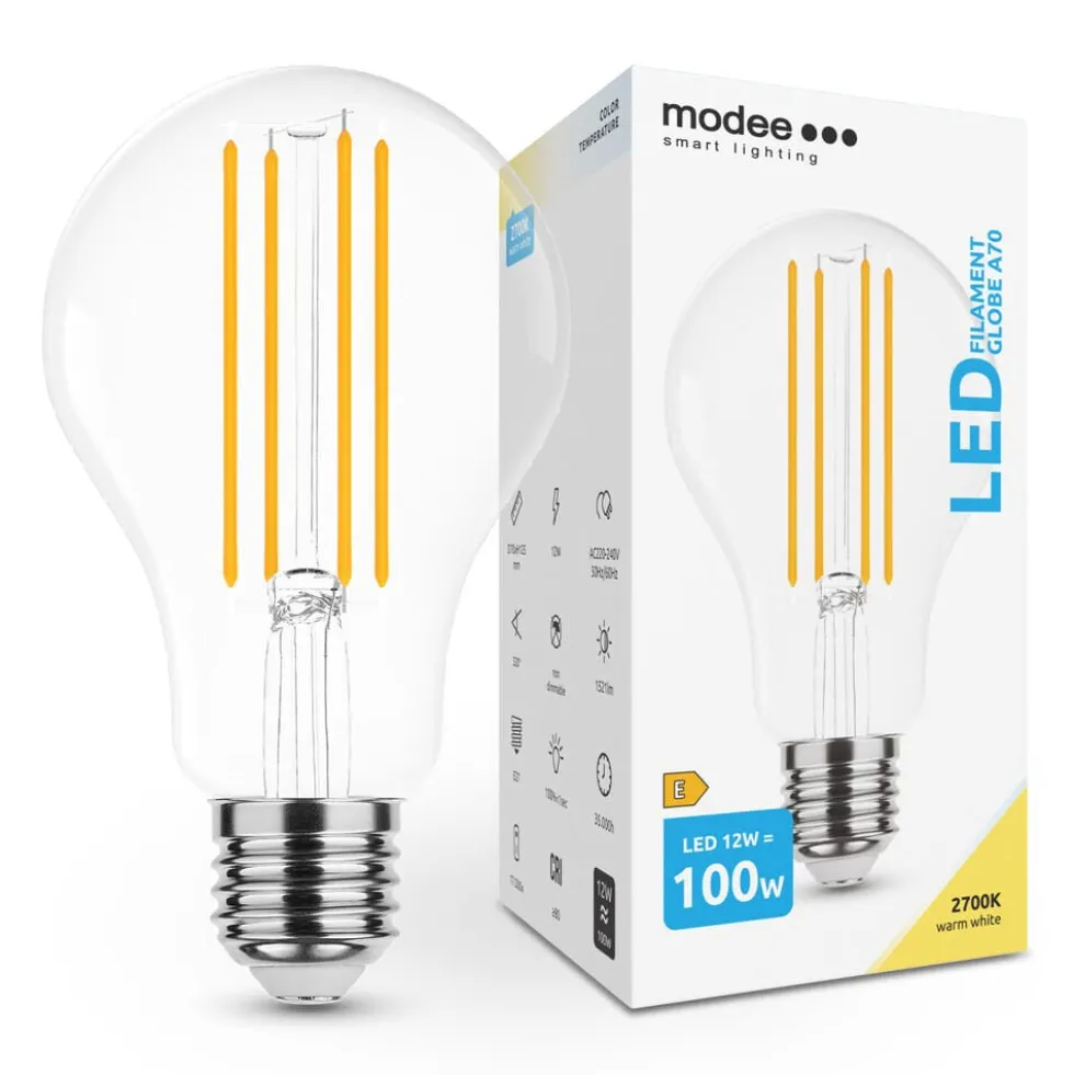 LED Fadenlampe - E27 A70 12W - 2700K Warmweiß