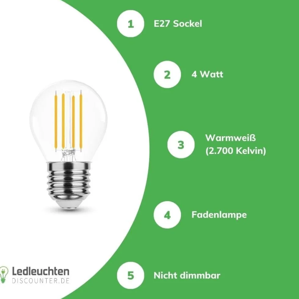 LED Fadenlampe - E27 G45 4W - 3000K Warmweiß