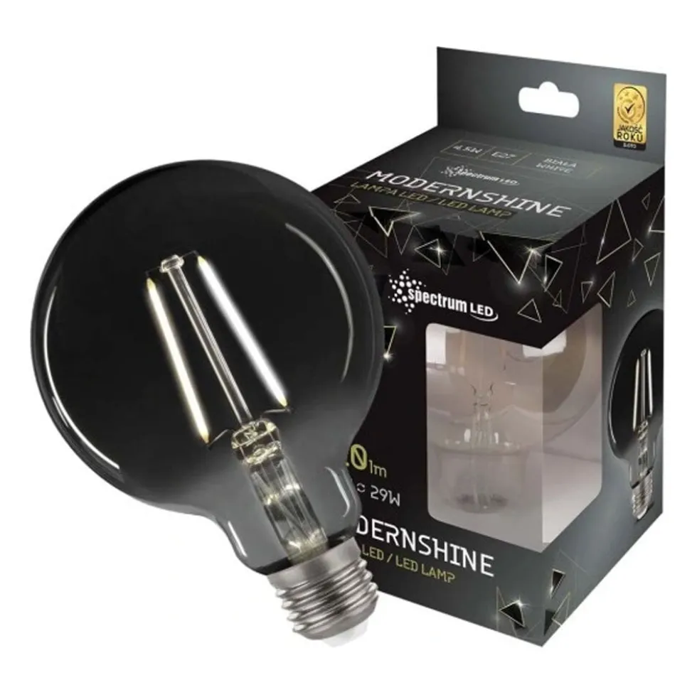 LED Fadenlampe Smoked glass E27 - G125 - 4,5W - 4000K Neutralweiß - XL Glaskolben