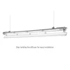 LED-Feuchtraumleuchte IP65 T8/G13 - 150cm Grau | 1- oder 2-Fassungen für 150cm LED Röhren Universal | IK10 Wannenleuchte