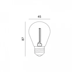 LED-Glühfadenlampe, Kugelform ST45 – E27-Fassung – 1 W – 2700 K, warmweißes Licht