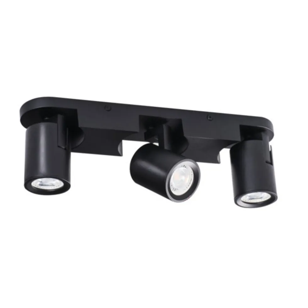 LED GU10 Deckenspot Wandspot schwarz - dreifach für 3 LED GU10 Spots