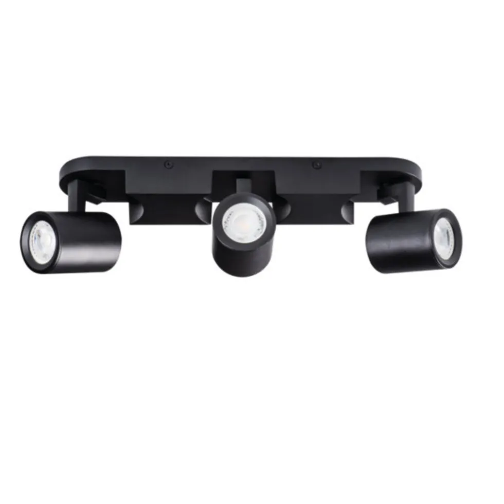 LED GU10 Deckenspot Wandspot schwarz - dreifach für 3 LED GU10 Spots