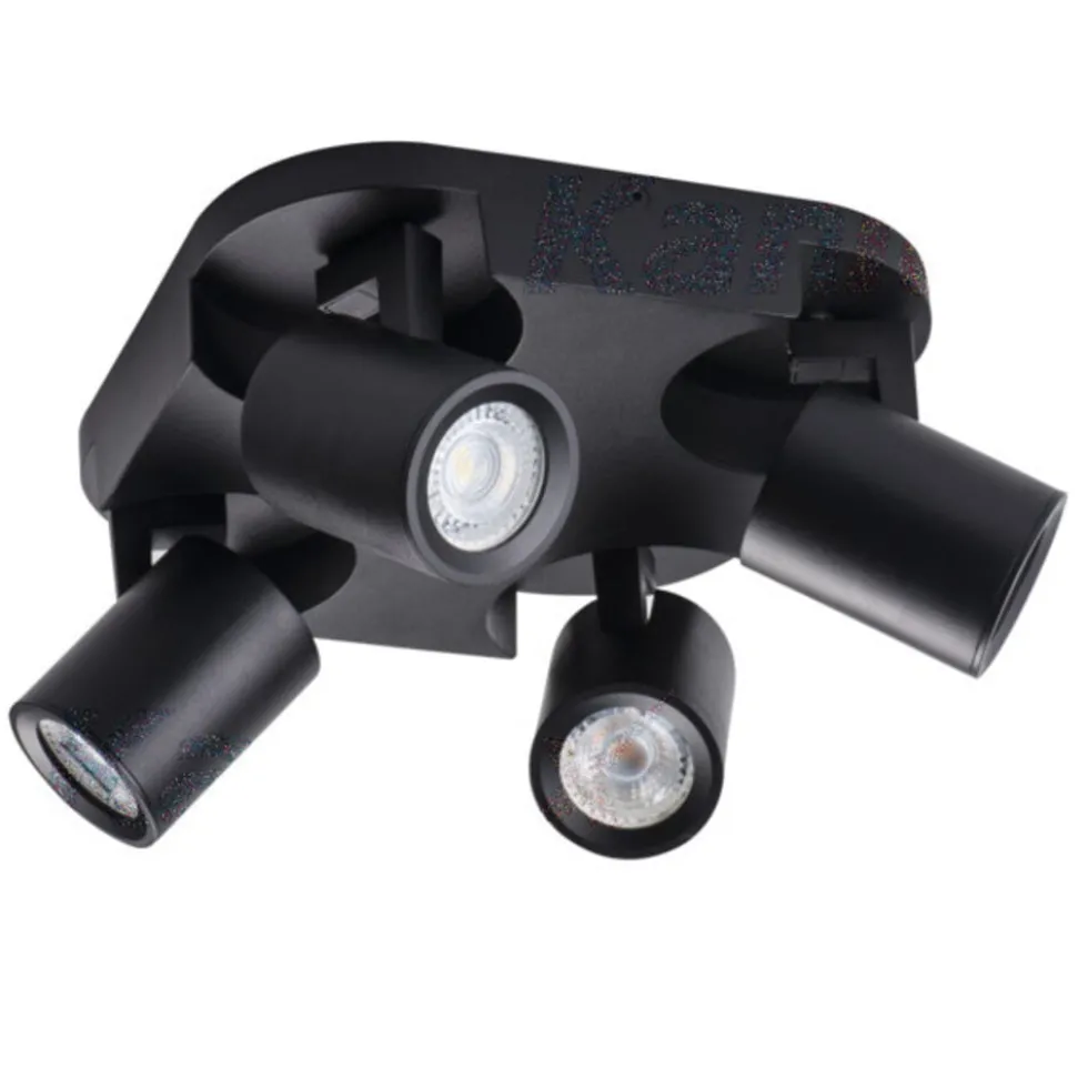 LED GU10 Deckenspot Wandspot schwarz - vierfach für 4 LED GU10 Spots