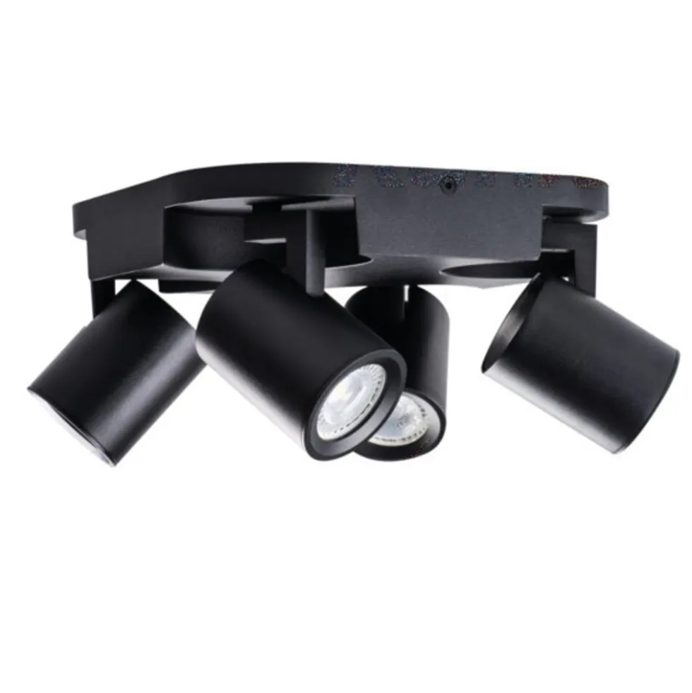 LED GU10 Deckenspot Wandspot schwarz - vierfach für 4 LED GU10 Spots