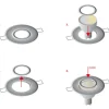 LED GU11 / MR11 Strahler Einbaurahmen 35mm - Schwarz rund - wasserdicht IP44 - Sägegröße 45mm - Außengröße 55mm