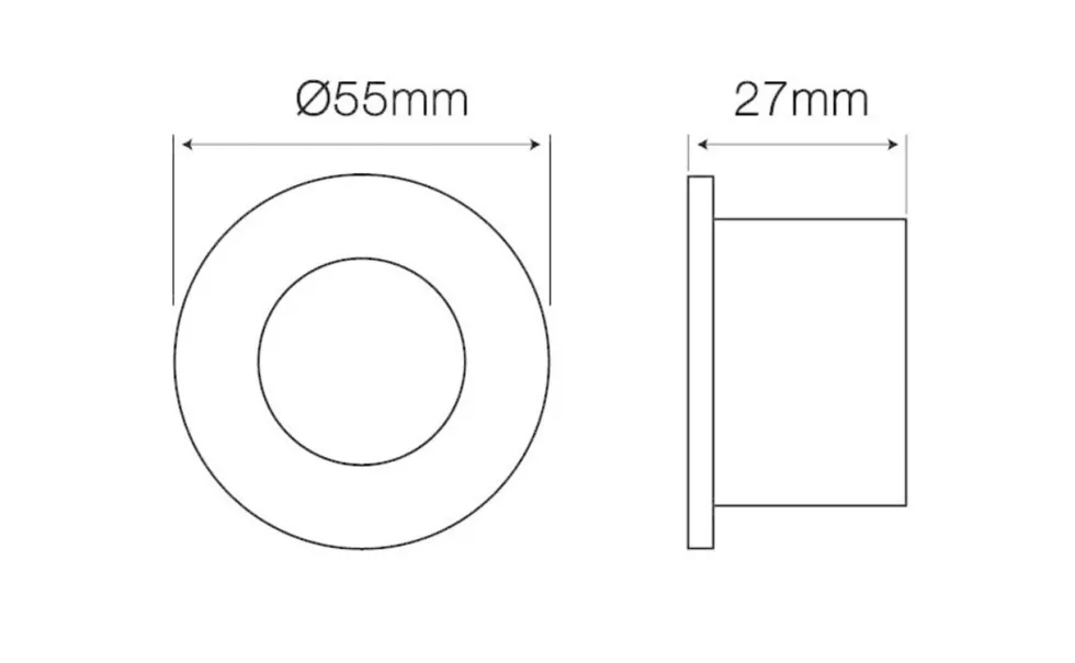 LED GU11 / MR11 Strahler Einbaurahmen 35mm - Schwarz rund - wasserdicht IP44 - Sägegröße 45mm - Außengröße 55mm