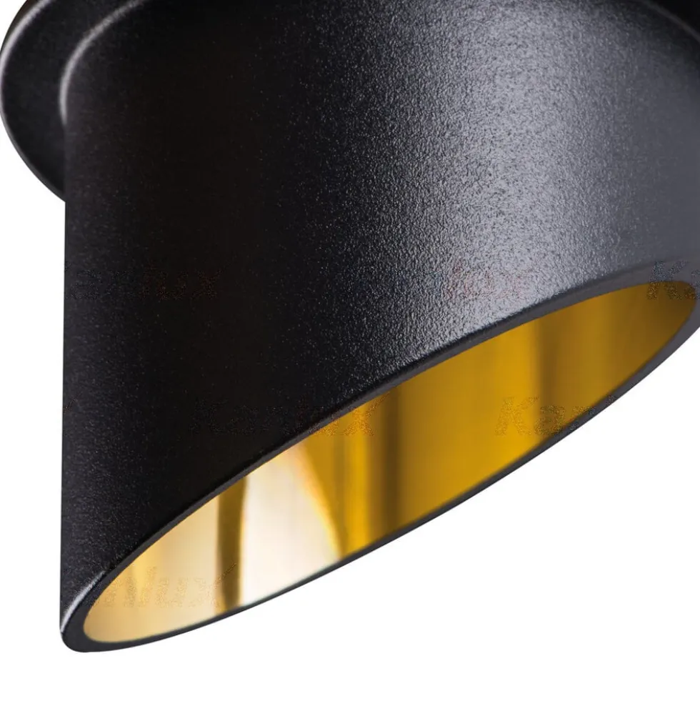 LED GU10 Strahler Einbaurahmen für 1 LED Spot Schwarz Gold rund - exkl. LED Spot