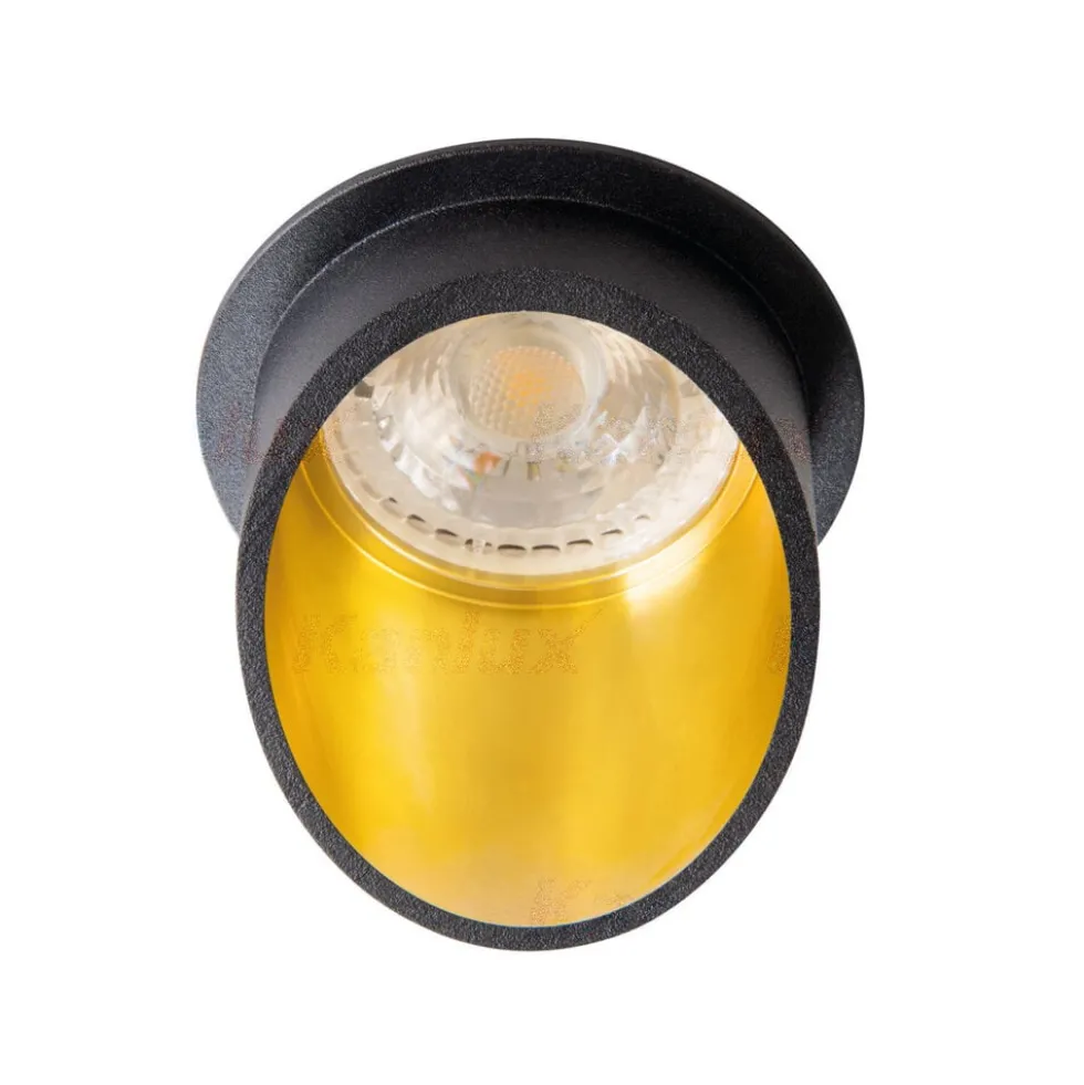 LED GU10 Strahler Einbaurahmen für 1 LED Spot Schwarz Gold rund - exkl. LED Spot
