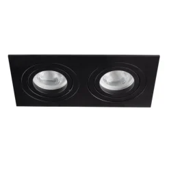 LED GU10 Strahler Einbaurahmen Schwarz rechteckig - für 2 LED GU10 Spots