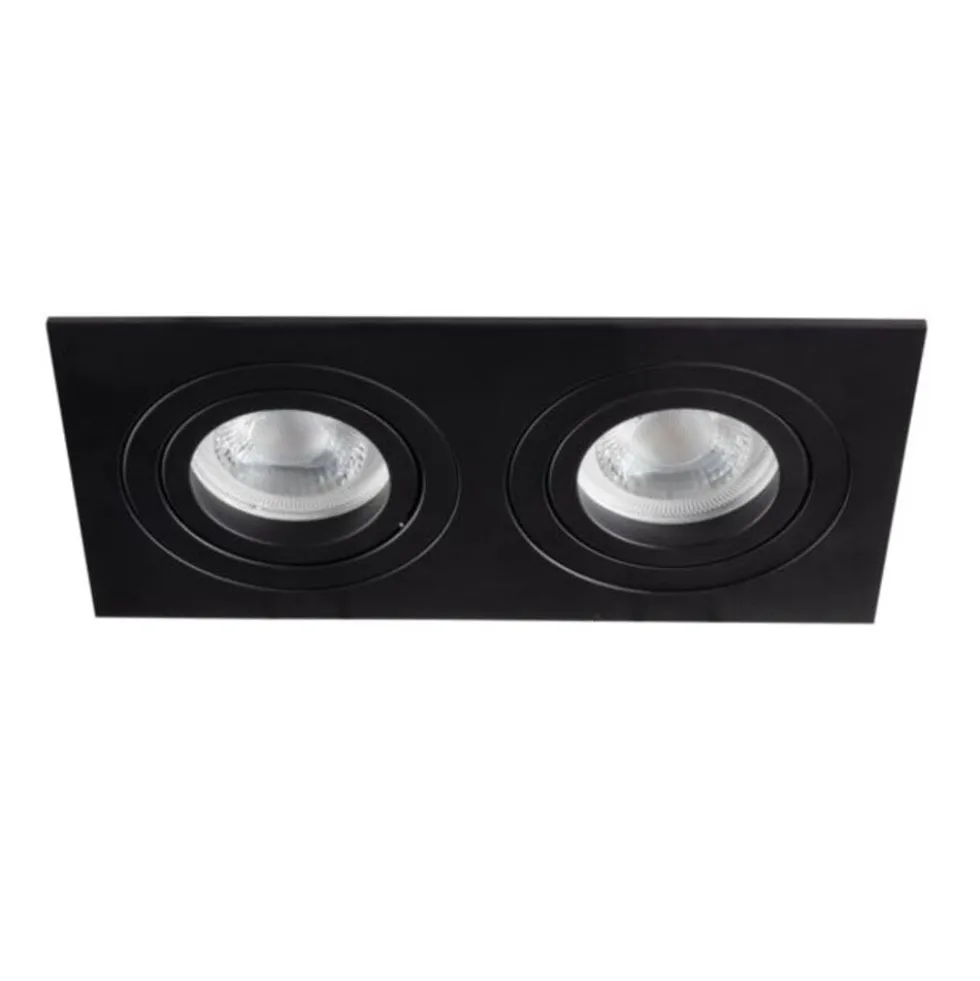 LED GU10 Strahler Einbaurahmen Schwarz rechteckig - für 2 LED GU10 Spots