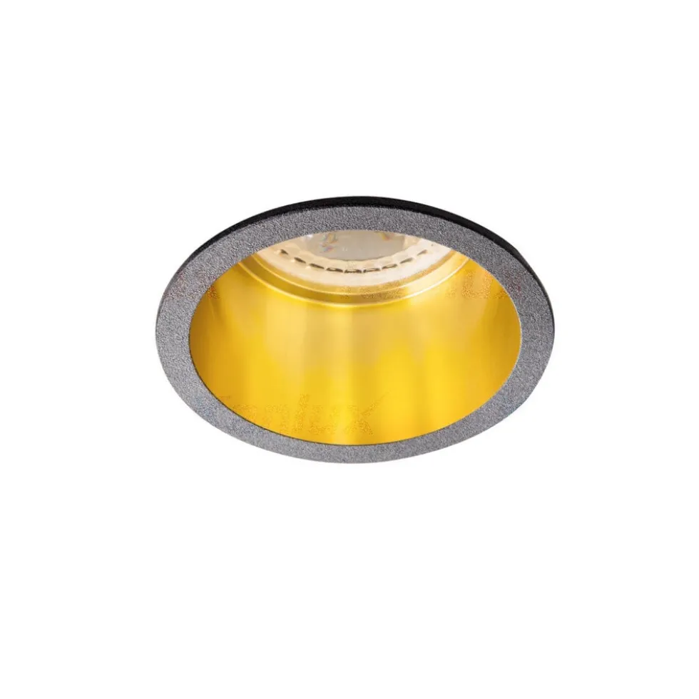 LED GU10 Strahler Einbaurahmen Schwarz Gold rund - für 1 LED GU10 Spot