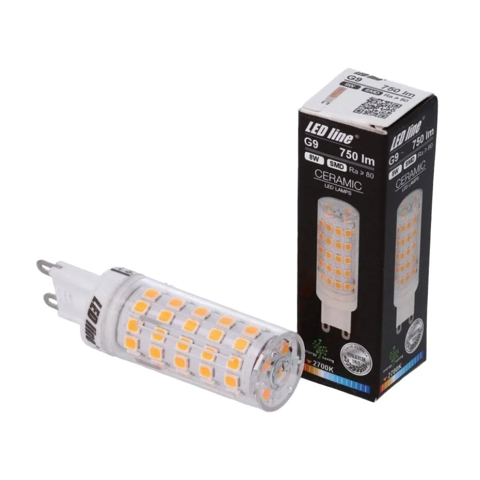 LED G9 - 8W entspricht 70W - 2700K Warmweiß -64x19 mm