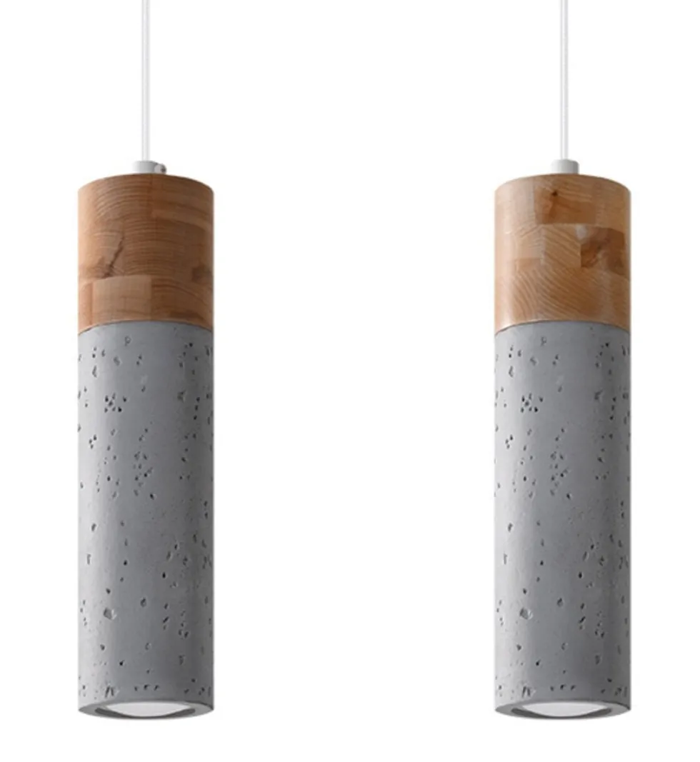 LED Hängeleuchte Beton Holz ZANE - 2 x GU10 Fassung - exkl. LED's