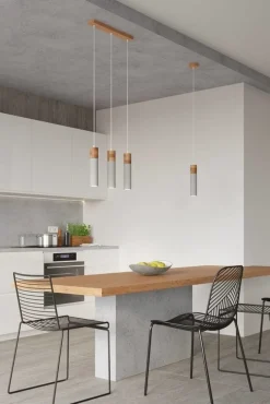 LED Hängeleuchte Beton Holz ZANE - 1 x GU10 Fassung - exkl. LED's