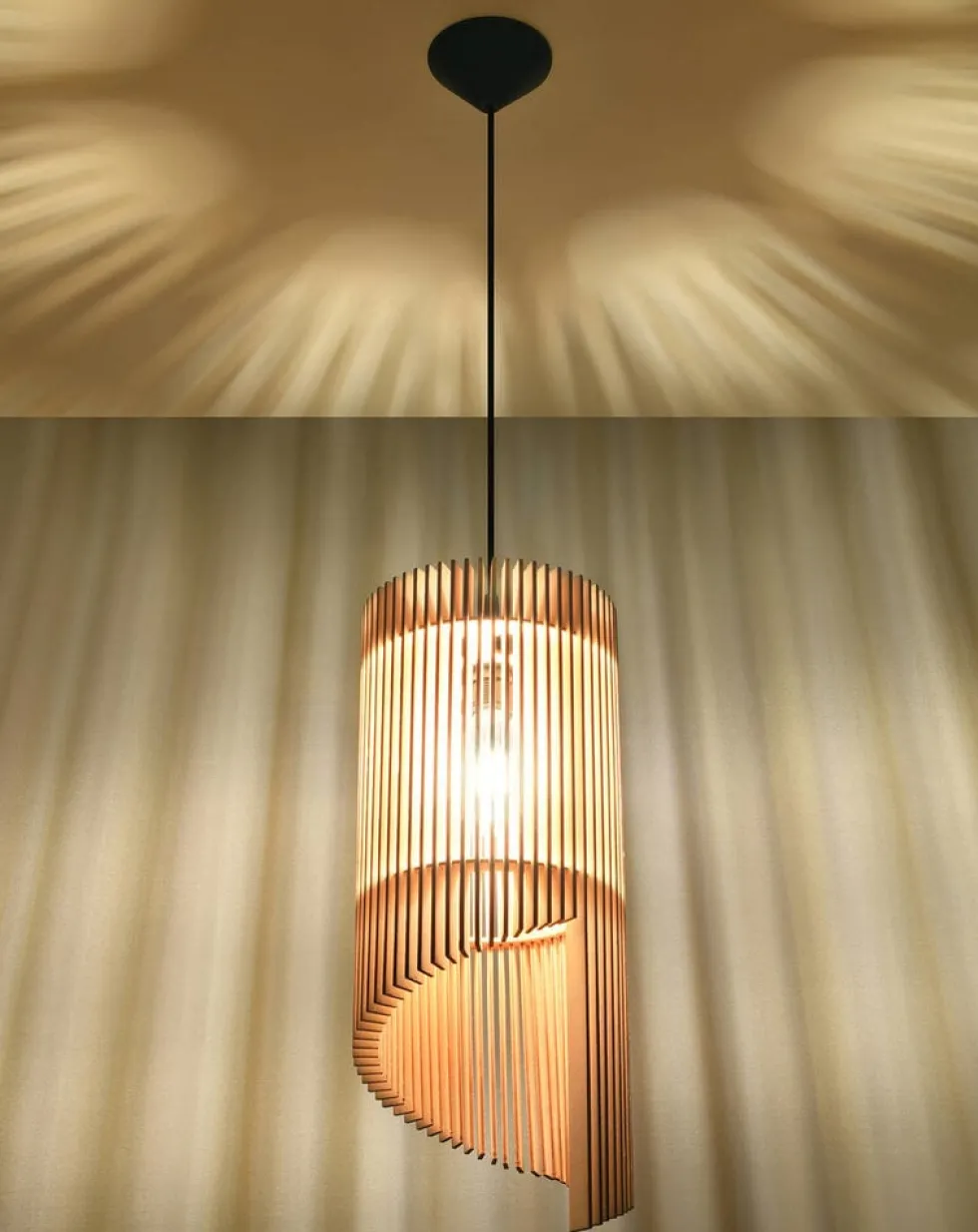 LED Hängeleuchte Holz ALEXIA - 1 x E27 Fassung - exkl. LED's