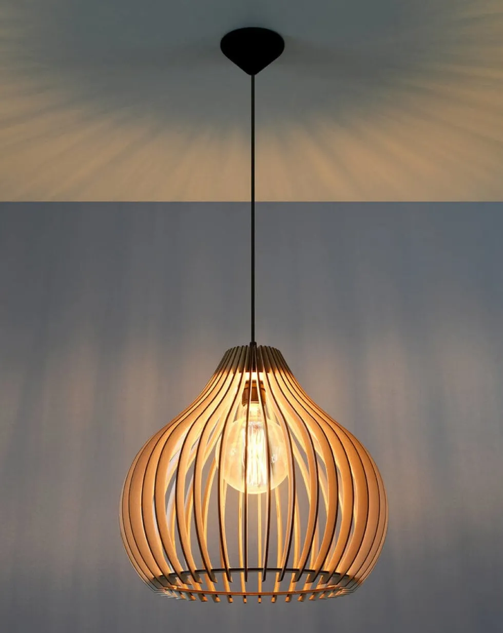 LED Hängeleuchte Holz APRILLA - 1 x E27 Fassung - exkl. LED's