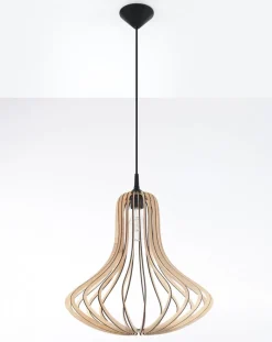 LED Hängeleuchte Holz ELZA - 1 x E27 Fassung - exkl. LED's