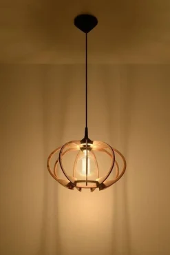 LED Hängeleuchte Holz MANDELINO - 1 x E27 Fassung - exkl. LED's