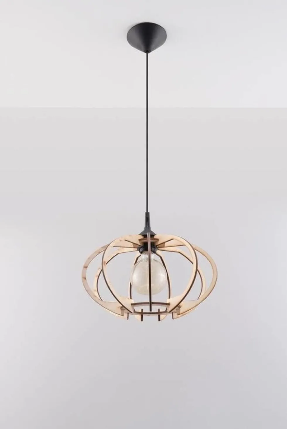 LED Hängeleuchte Holz MANDELINO - 1 x E27 Fassung - exkl. LED's