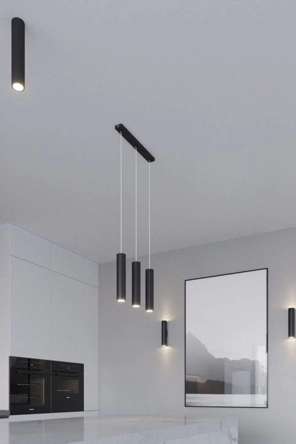 LED Hängeleuchte Mattschwarz LOOPEZ - 2 x GU10 Fassung - exkl. LED's